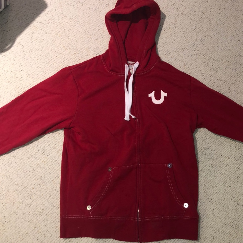 Red True Religion zip hoodie